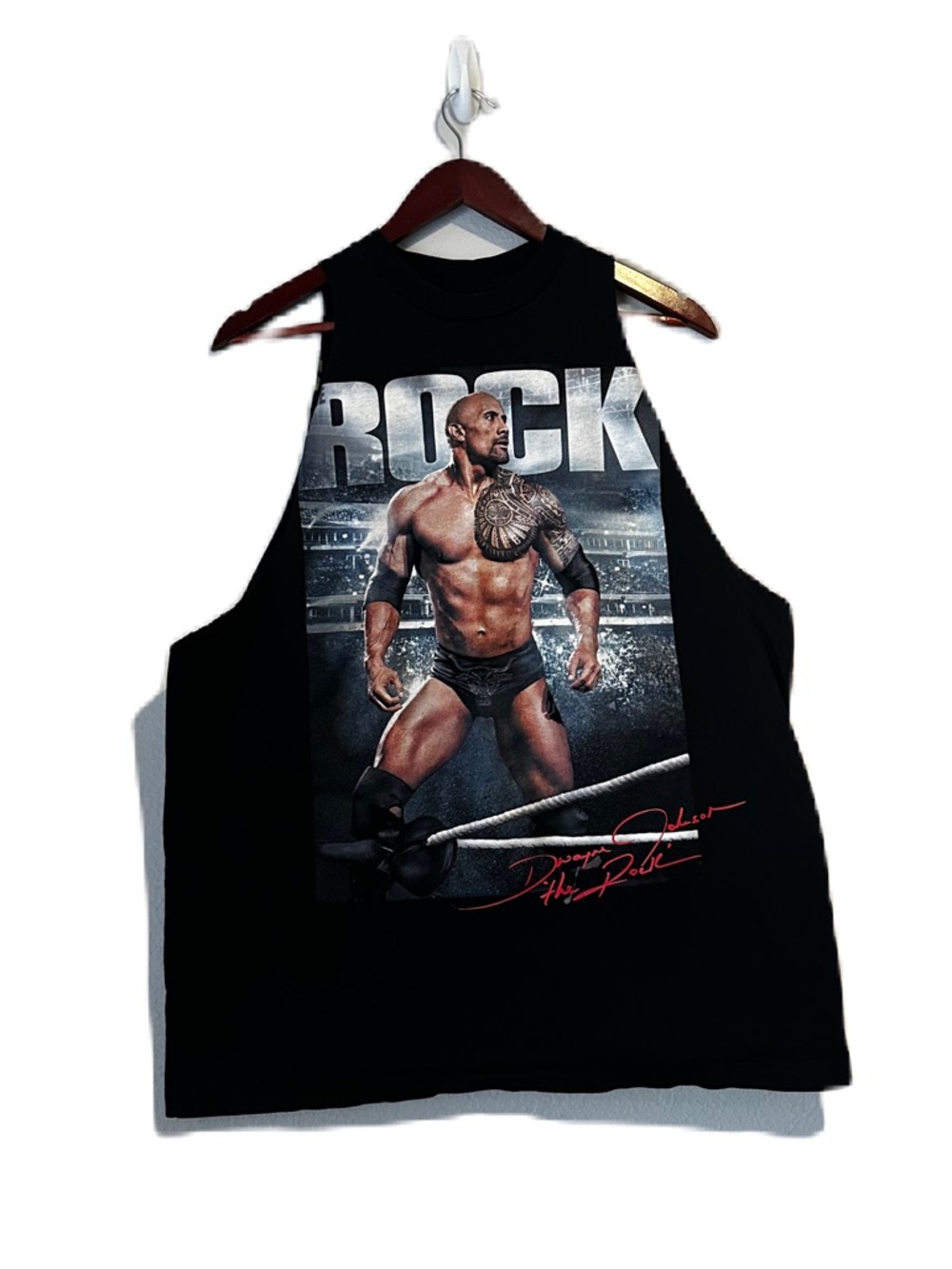 The Rock Dwayne Johnson WWE Wrestler Workout Short Sleeve Men’s Shirt Tank Top